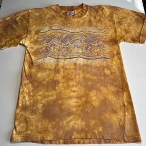 VTG Gooses T Shirt Adult Medium Aboriginal Art Kangaroo Journey Orange Australia